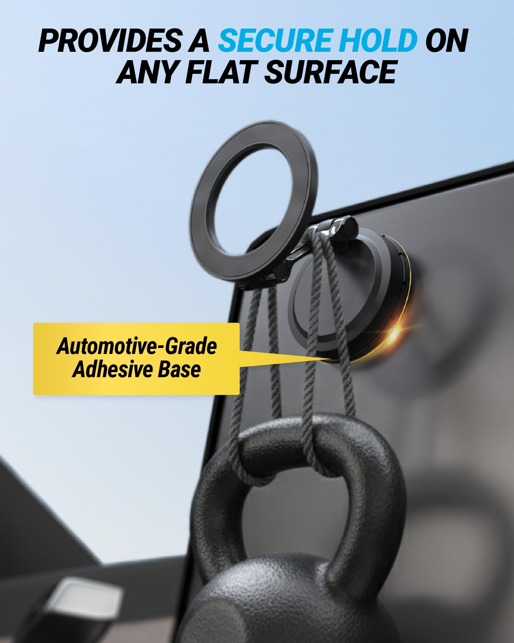 Scosche MagSafe Car Mount, Magnetic Phone Holder for Car Dashboard & Windshield with Foldable Arm, Adhesive Swivel Base with 360° Rotation, Compatible with iPhone 17/16/15/14/13/12 and PopSockets view 4