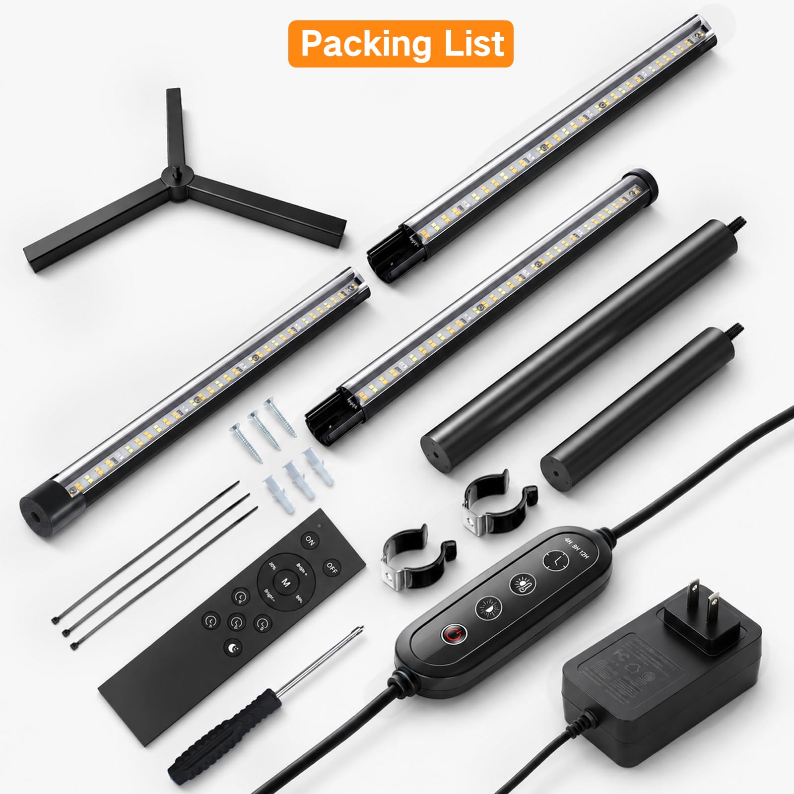 OUTON Pflanzenlampe mit Ständer, 60W Vollspektrum Pflanzenlicht, 195 cm | 560 LEDs, 6500K, 3 Lichtmodi, 10 Helligkeitsstufen, Timer 4/8/12 Std., Fernbedienung, Dreibeinstativ, bis 195 cm