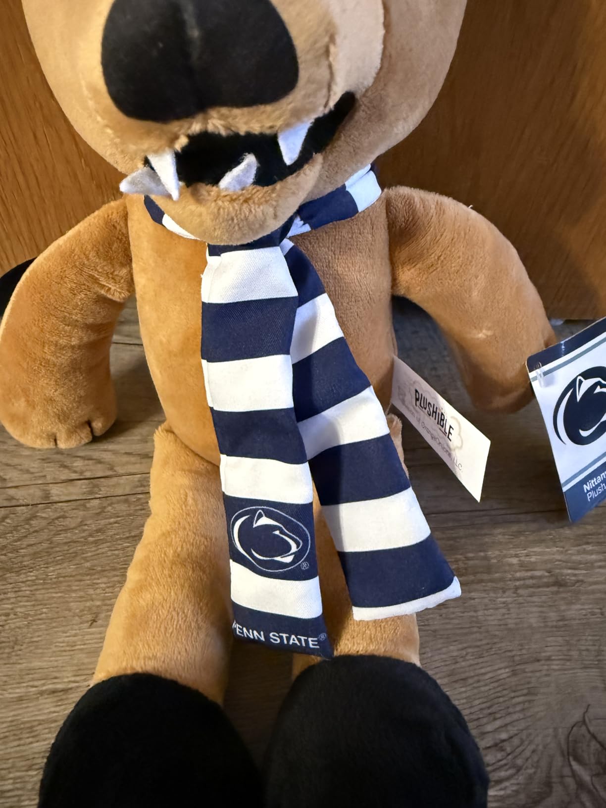 NCAA Penn State Nittany Lions Crinkle Plush Peanut Dog Toy – Squeaker Inside, Licensed Team Snack Toy