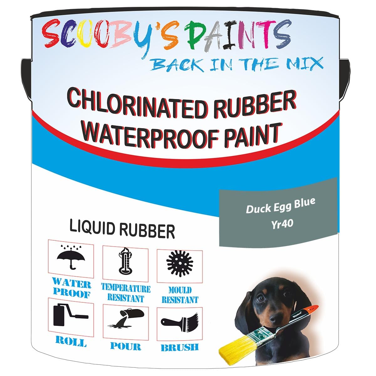 Scooby's Paints Chlorinated Rubber Waterproof Paint, Liquid Rubber (Duck Egg Blue Yr40, 1 Liter) โ image 1
