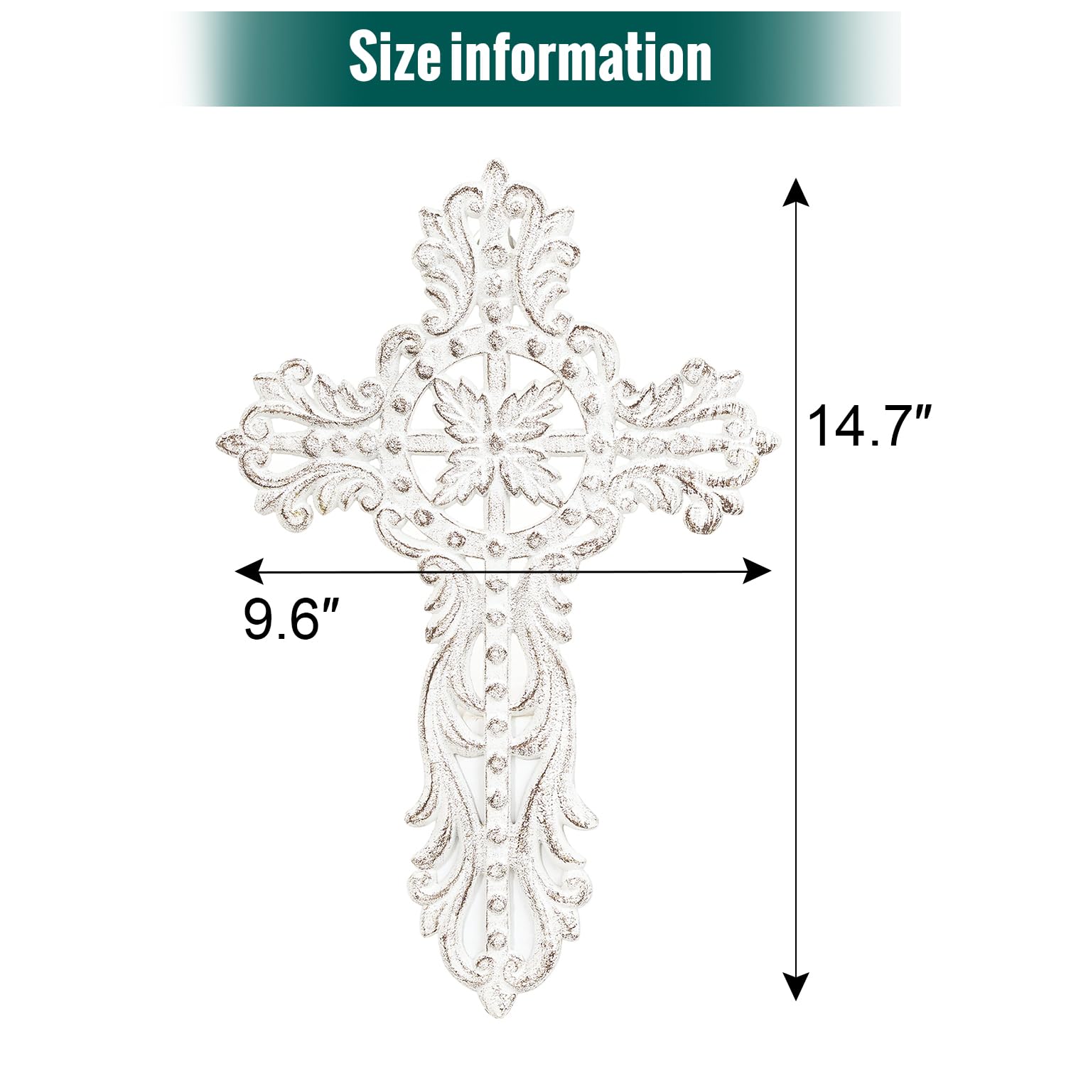 Croix Murale En Fonte Vintage - Décoration Rustique Blanche Pour Intérieur