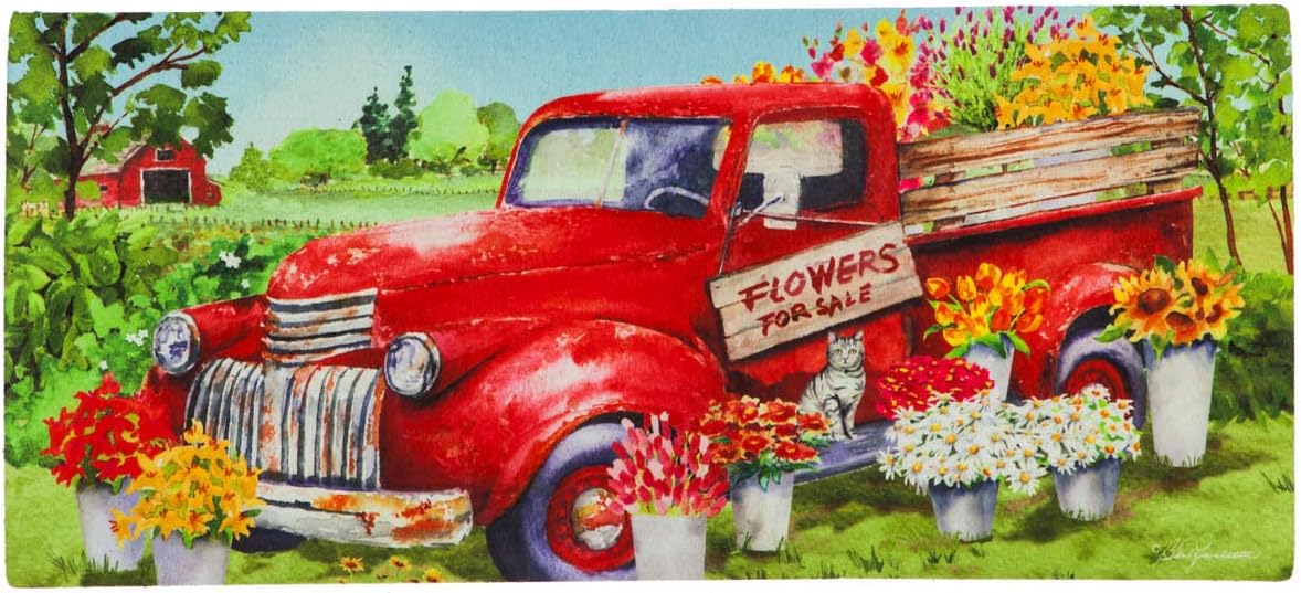 Evergreen Flag Red Flower Truck Sassafras Switch Mat 22 x 10