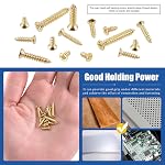Glarks 1300Pcs 5mm 6mm 7mm 8mm 10mm Small Tiny Nails Wood Screws Set Gold Self Drilling Flat Cross Head Screws Assortment Kit for Home Furniture Decor (Gold)