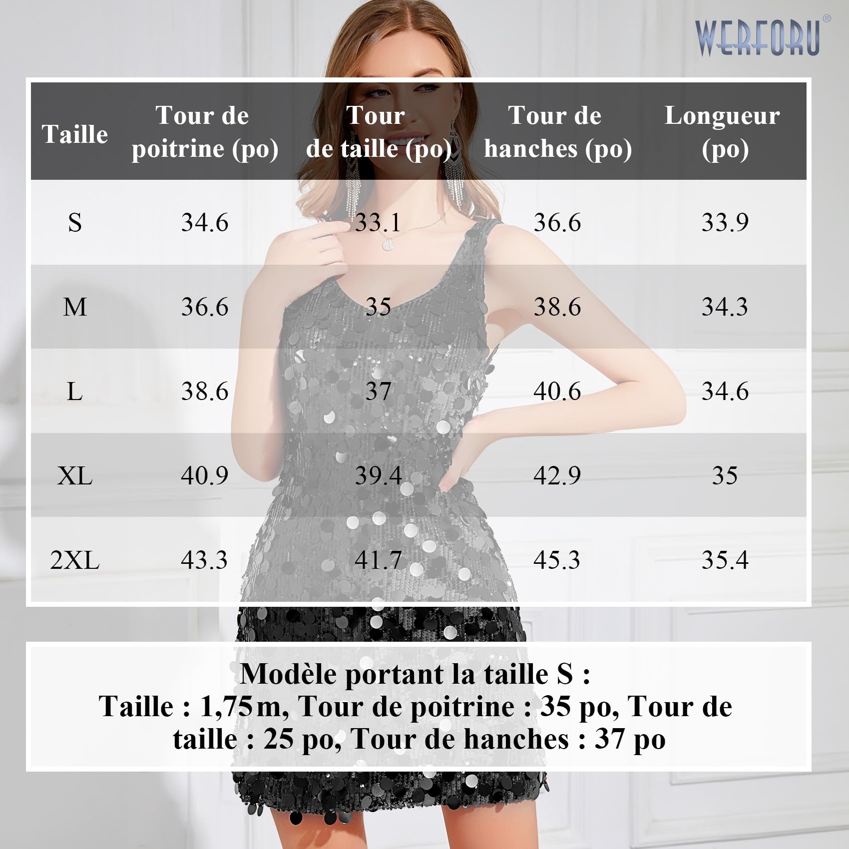 WERFORU Robe à Paillettes pour Femme