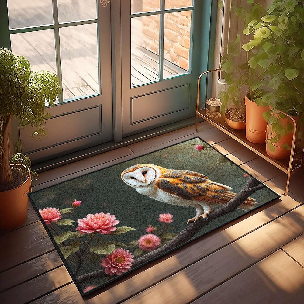 Tapis d'extérieur hibou effraie pour décorer une man cave