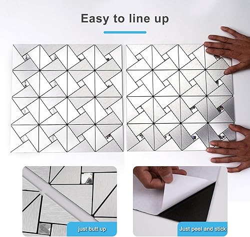 Miniatura 6 de V-MOZZA Azulejos de metal para salpicaduras de pelar y pegar, 10 hojas de azulejos de mosaico de molino de viento, rompecabezas de vidrio mezclado