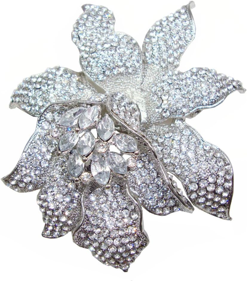 TTjewelry Classic Crystal Rhinestone Large Flowers Orchid Brooch Pins Woman Jewelry B10461600