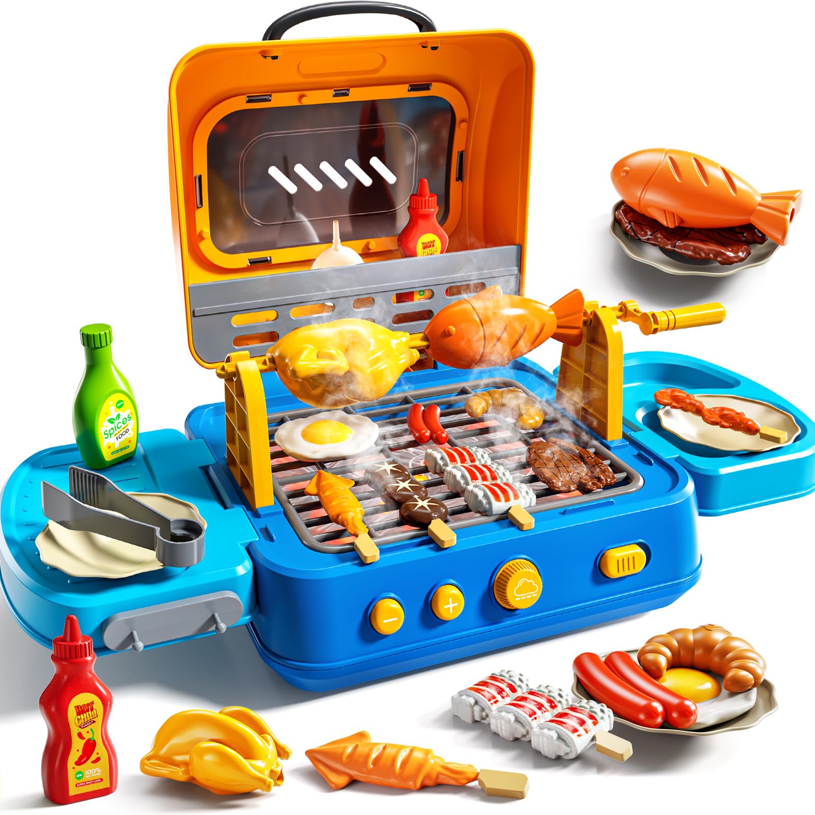 Kids Play Kitchen Toys for Toddlers, Kids BBQ Grill Playset