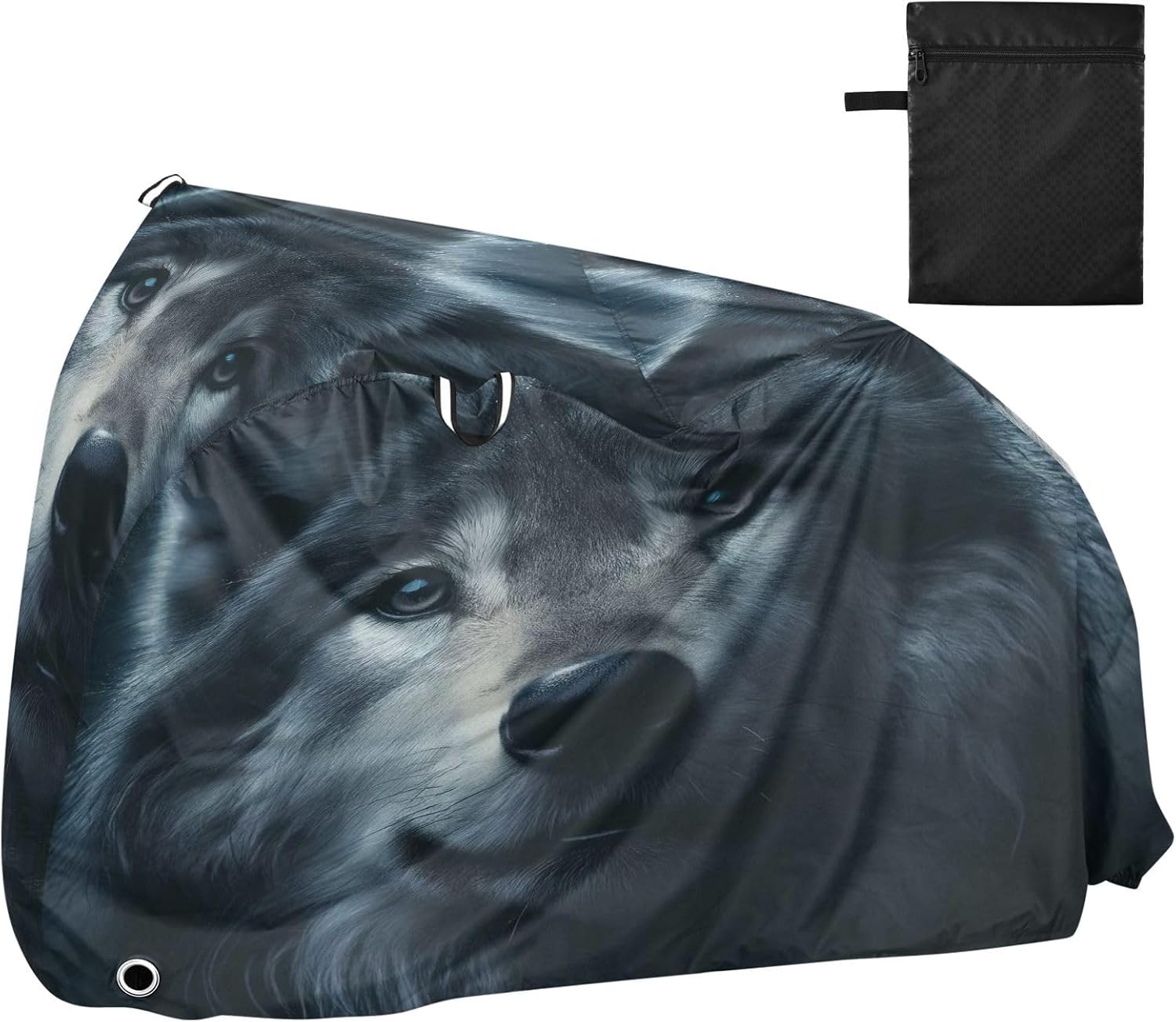 ALAZA Wolf Head Animal Bike Cover Waterproof Outdoor Ebike Bicycle Covers Tarp Protection for 1/2 Bikes, Sun UV Dust Wind Proof