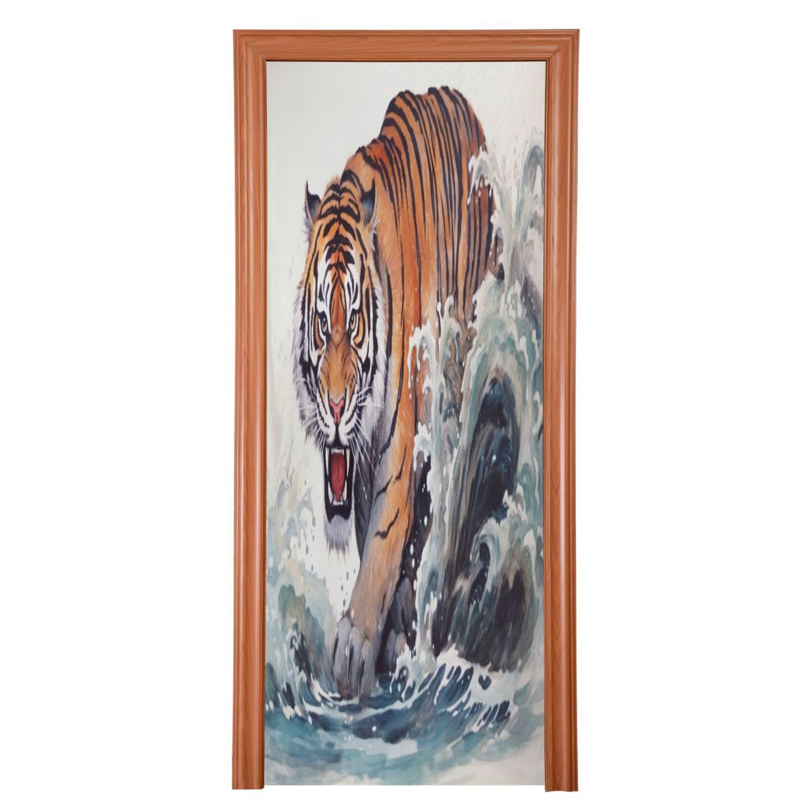 FLildon Tiger with Waves Door Cover Decoration, Party Accessory Porch Decor for Festive Ornament Room Door Covers 36 x 98 Inch