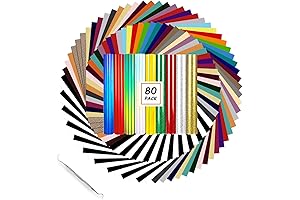 HTVRONT Heat Transfer Vinyl Bundle Pack: 80 Pack 12" x 10" Iron...