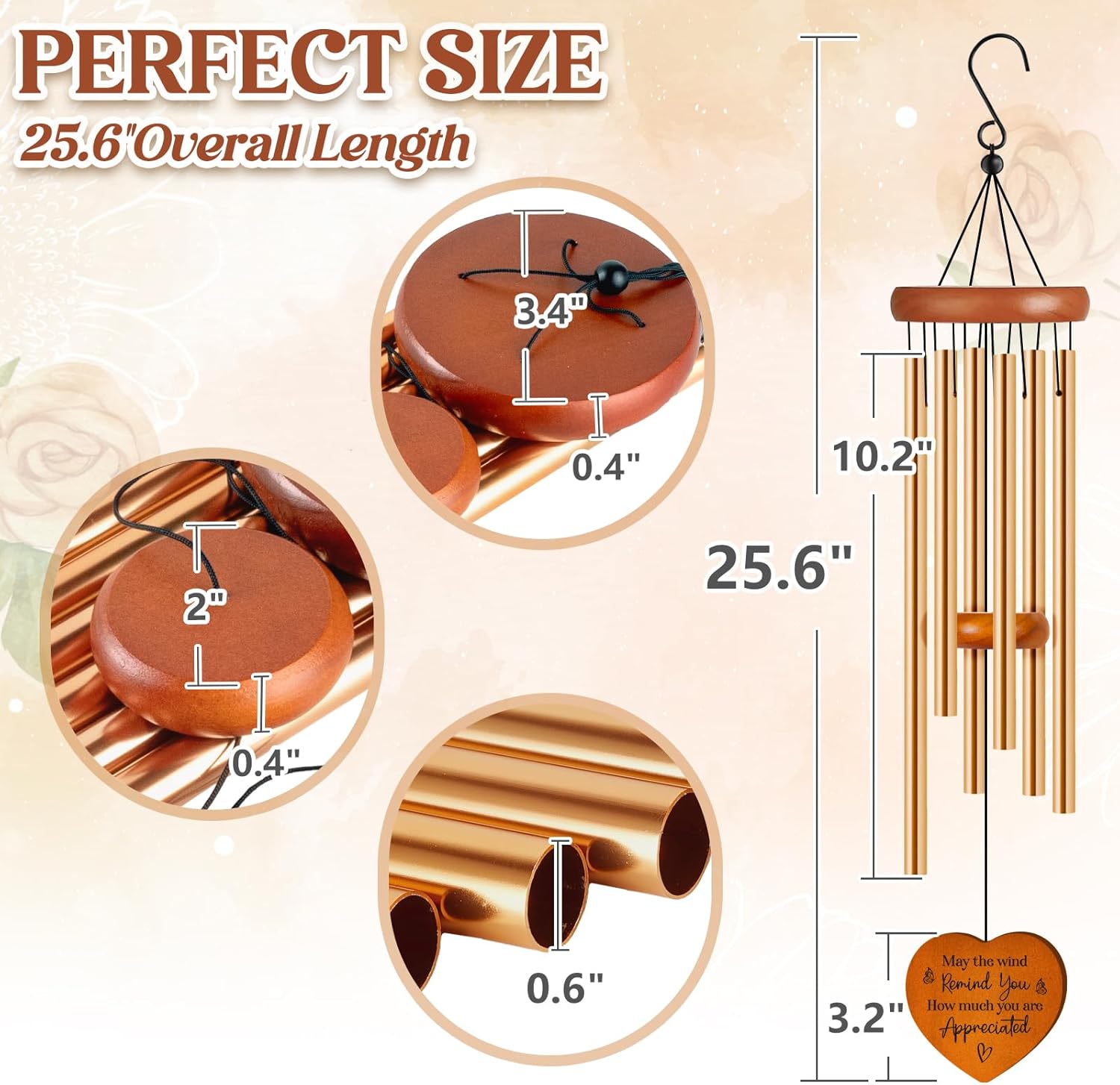 Thank You Gifts for Women, Thank You Gifts Wind Chimes - with Gratitude Message, Thanksgiving Appreciation Gift for Boss, Teacher, Coworkers, Employee, Nurse, Pastor, Mentor, Doctor, Friend - Image 5