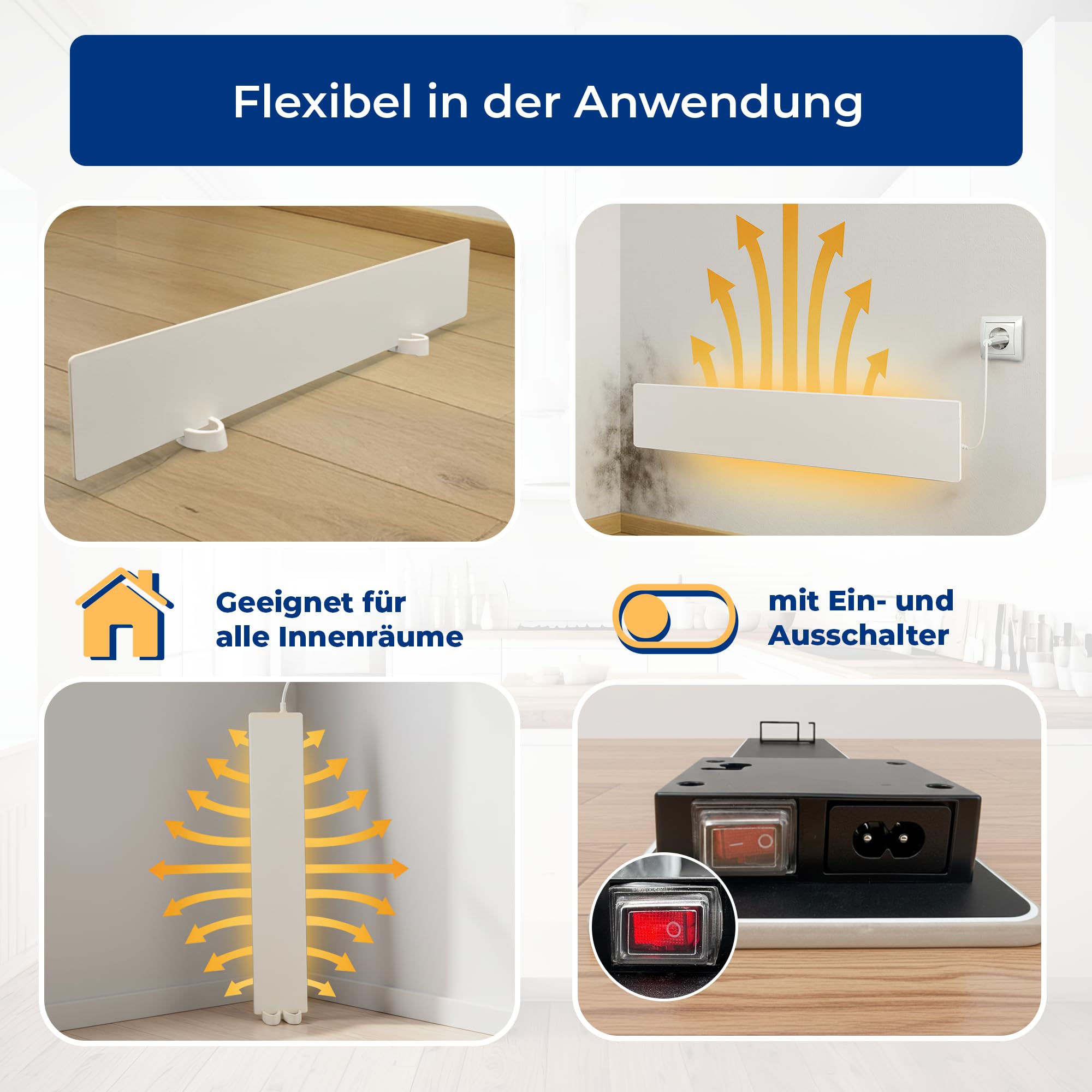 Wandheizung für feuchte Wände - effiziente Schimmel Heizung zur Wandtrocknung - kompakte Infrarot Wandheizung für ein gesundes Raumklima und langfristigen Schutz