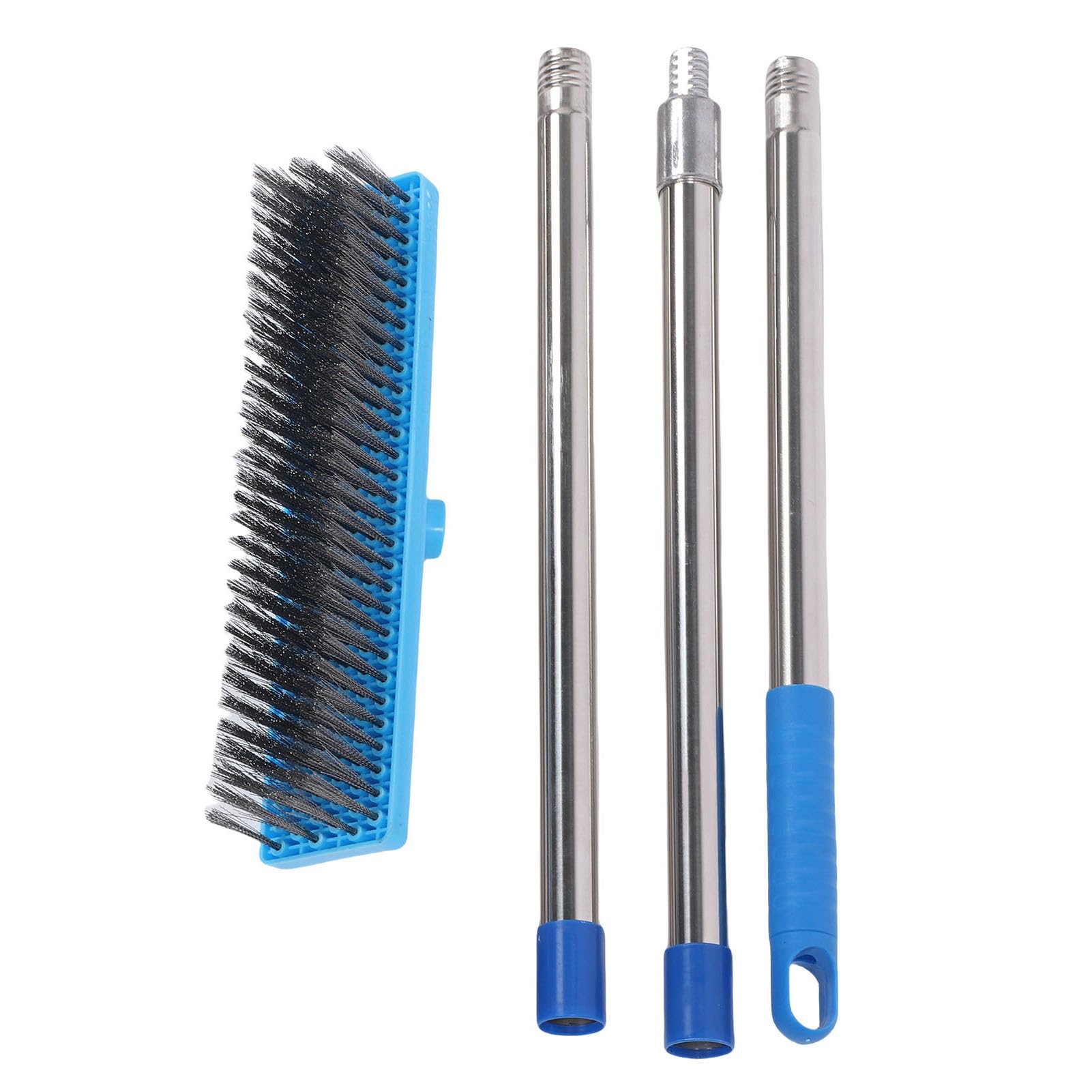 Fafeicy Scopa in Filo di Acciaio Resistente con Manico Telescopico da 30 Cm per la Pulizia di Ponti in Cemento All'aperto (120 cm)
