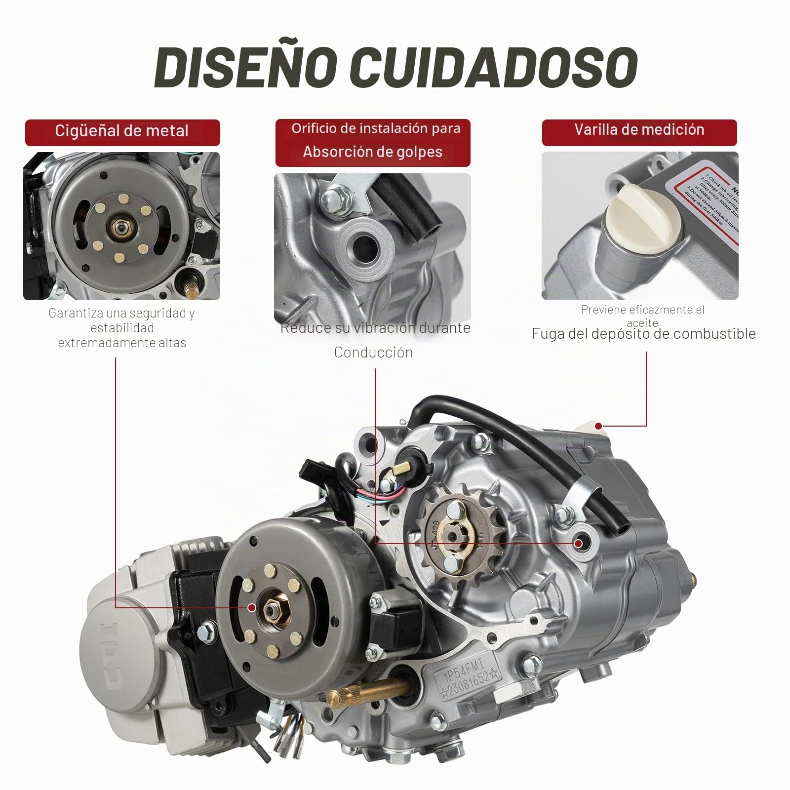 125 cc Motor de Moto de Motocross Pitbike Cross 4 tiempos Motor 4 velocidades Embrague manual Motores de Pitbike CDI Monocilíndrico 125 cc Kit de Moto de Motocross con Patada de Arranque Motor