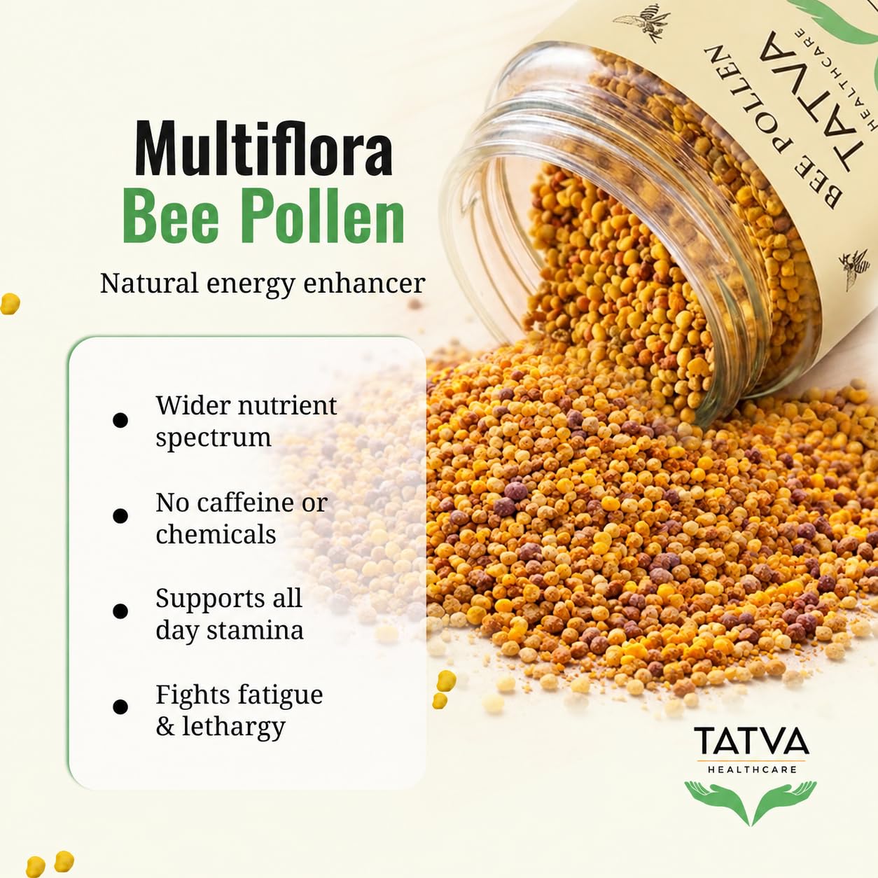 Tatva Bee Pollen Granules, Multiflora, Raw Unprocessed, 100g Glass Jar — Amazon image 5