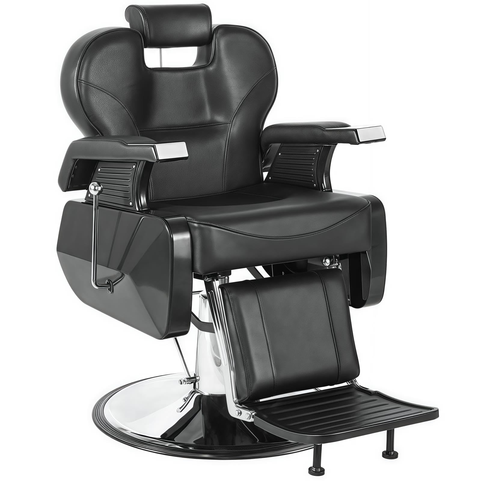OZBMA Barber Salon Chair - Vintage Hydraulic Styling Chair, 360° Swivel, Professional Hair Cutting and Shampoo Equipment for Beauty Salons (Black)