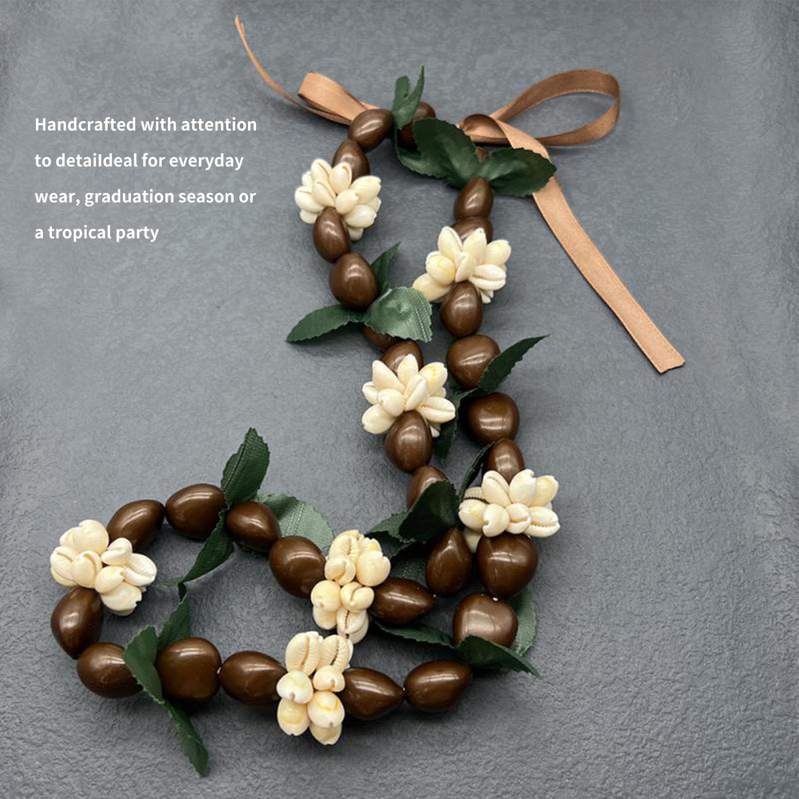 Hawaii Wedding Graduation Kukui Nut Lei Luau Hula Necklace