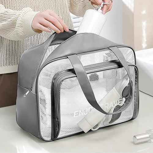 Miniatura 9 de DAPOWER Neceser de viaje para mujeres y hombres, bolsa de ducha translúcida mate con asa práctica, bolsa organizadora de cosméticos de maquillaje