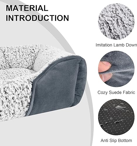 Miniatura 2 de Camas para perros pequeños, rectangular, lavable a máquina, sofá cama para perro, imitación de cordero cachemira cama para mascotas para cachorros y