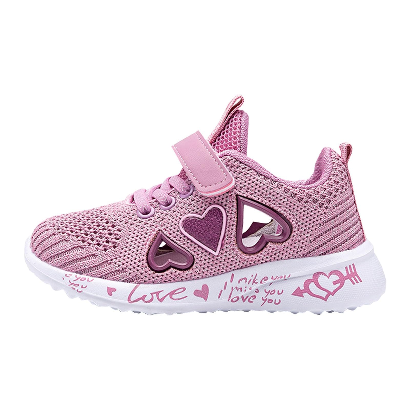 Generic Niños Niños Zapatos Deportivos Primavera/Verano Malla Colorida Patrón en Forma de Corazón Impreso Letra Casual Zapatos Fiesta Cumpleaños Zapatos Escolares para Niñas Zapatillas