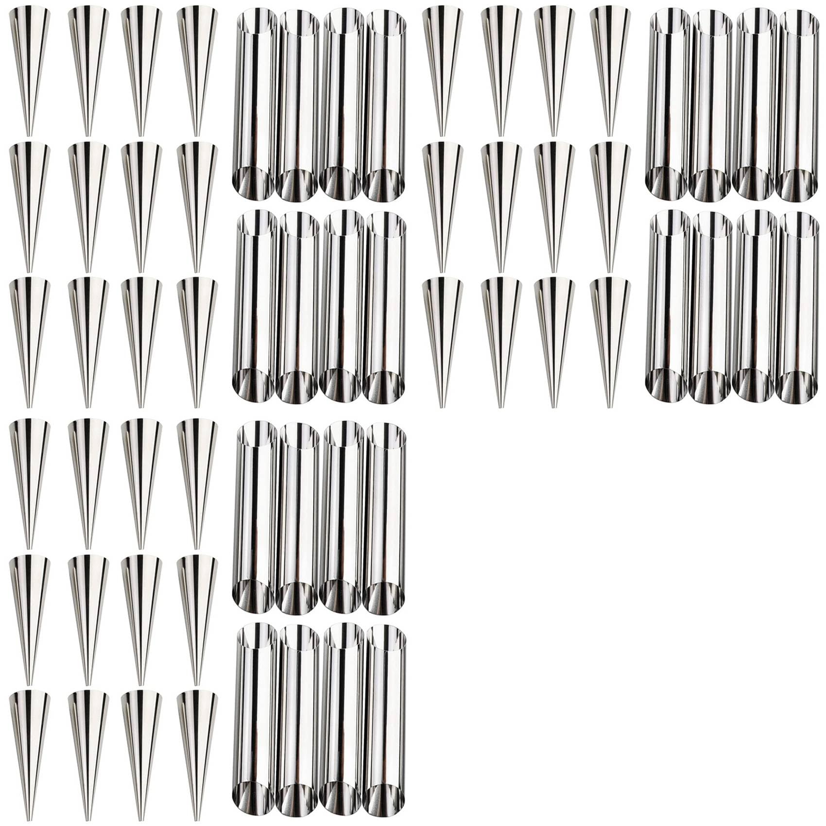 Hndhbfgrt 60 Pcs Cream Horn Molds Stainless Steel Cone Tubular Shaped Mold for Cannoli Tubes (Cream Cone)