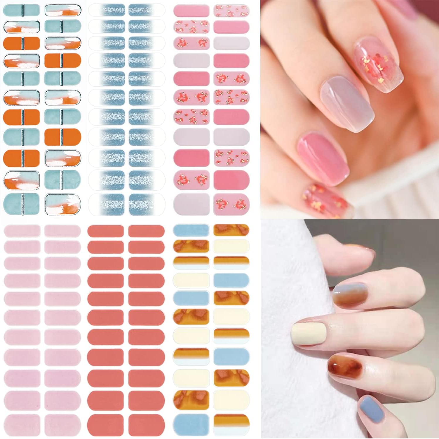 Limthe Nail Wraps Nail Polish Strips,Glitter Color Full Nail Stickers 6