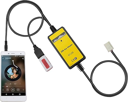 Yomikoo Adaptador de entrada de audio para automóvil, cambiador de CD AUX USB para Toyota Corolla 2005-2011, Camry 2006-2011, Auris 2007-2011,