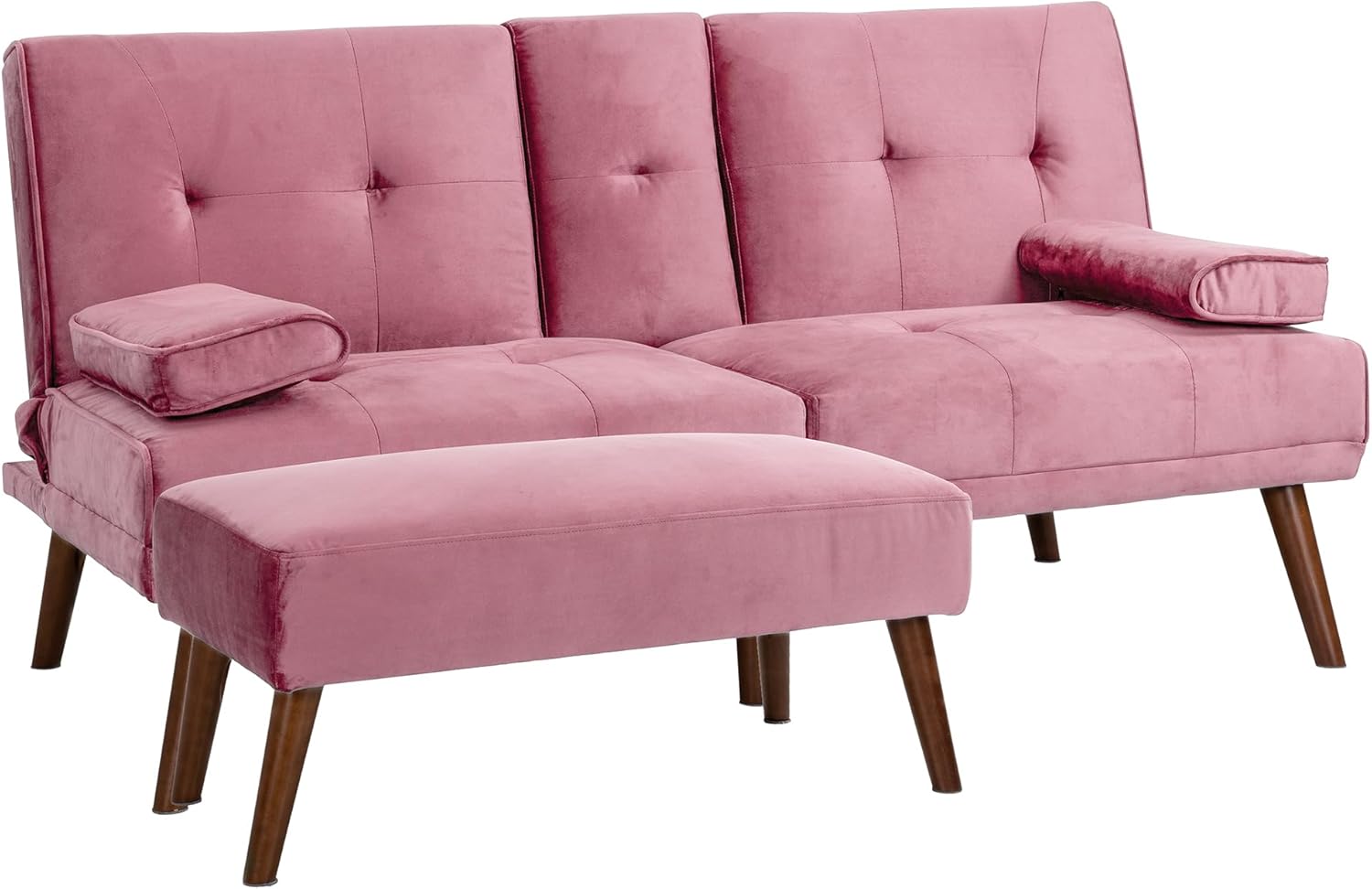 Meilocar Sofa Bed Velvet Futon Couch, 60" Loveseat Futon