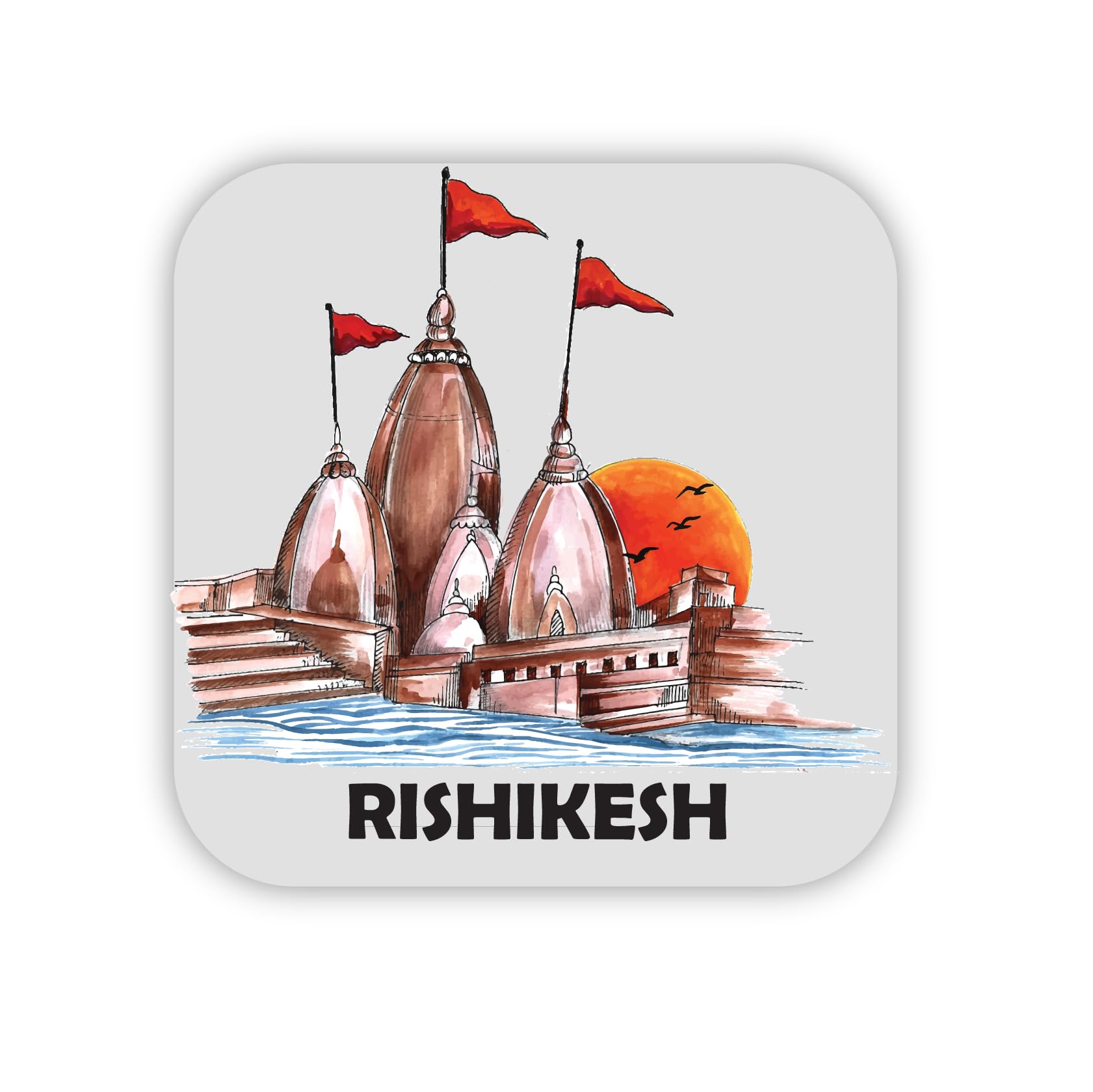 Rishikesh Fridge Magnet Square Souvenir Gift for Decorating HomeKitchenOfficeRefrigerator Doors Decor Gift//L X H 3 X 3 Inch