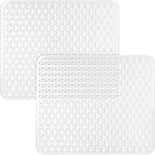Coopay 2 Pack Kitchen Sink Mat PVC Eco-Friendly Kitchen Stainless Steel/Porcelain Dish Drying Pad Sink Protector for Bottom of Kitchen Sink, Triangular Hole Design, 12.6 x 10.5 Inches (Clear)