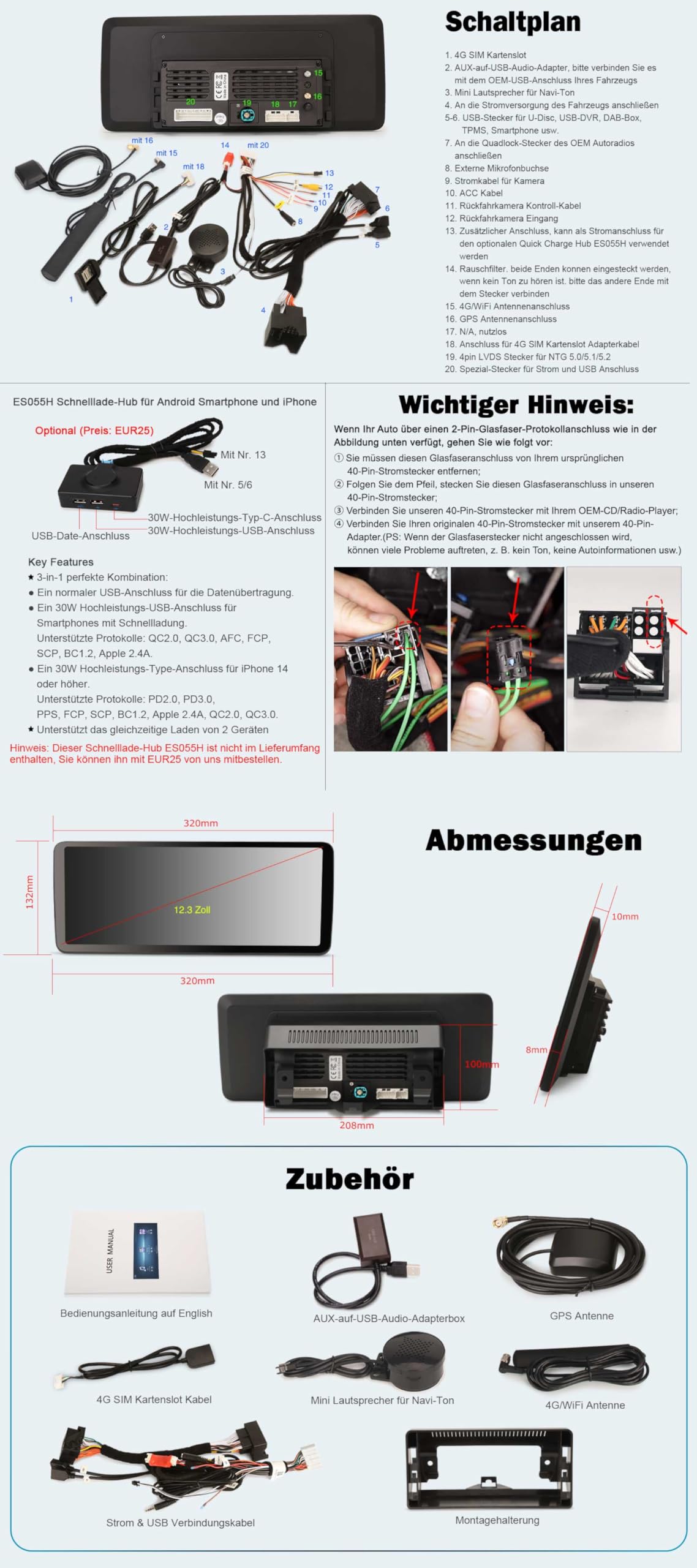 Erisin Qualcomm 8-Kern 8GB+128GB 12.3" Android 16 Autoradio Bluetooth GPS Navi für Mercedes Benz GLA/CLA/A-Klasse W176 X156 C117 NTG 5.0/5.1/5.2 CarPlay Android Auto WiFi 4G DAB+ DSP USB TPMS Canbus