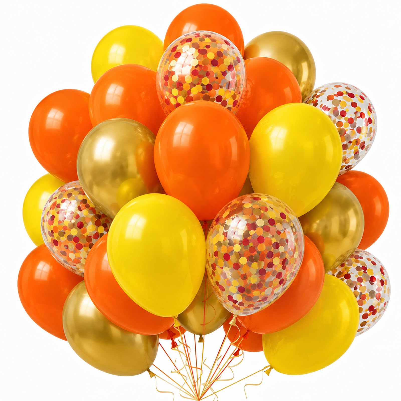 Fall Balloons 12 Inch Thanksgiving Burnt Orange Gold Confetti Balloons Set