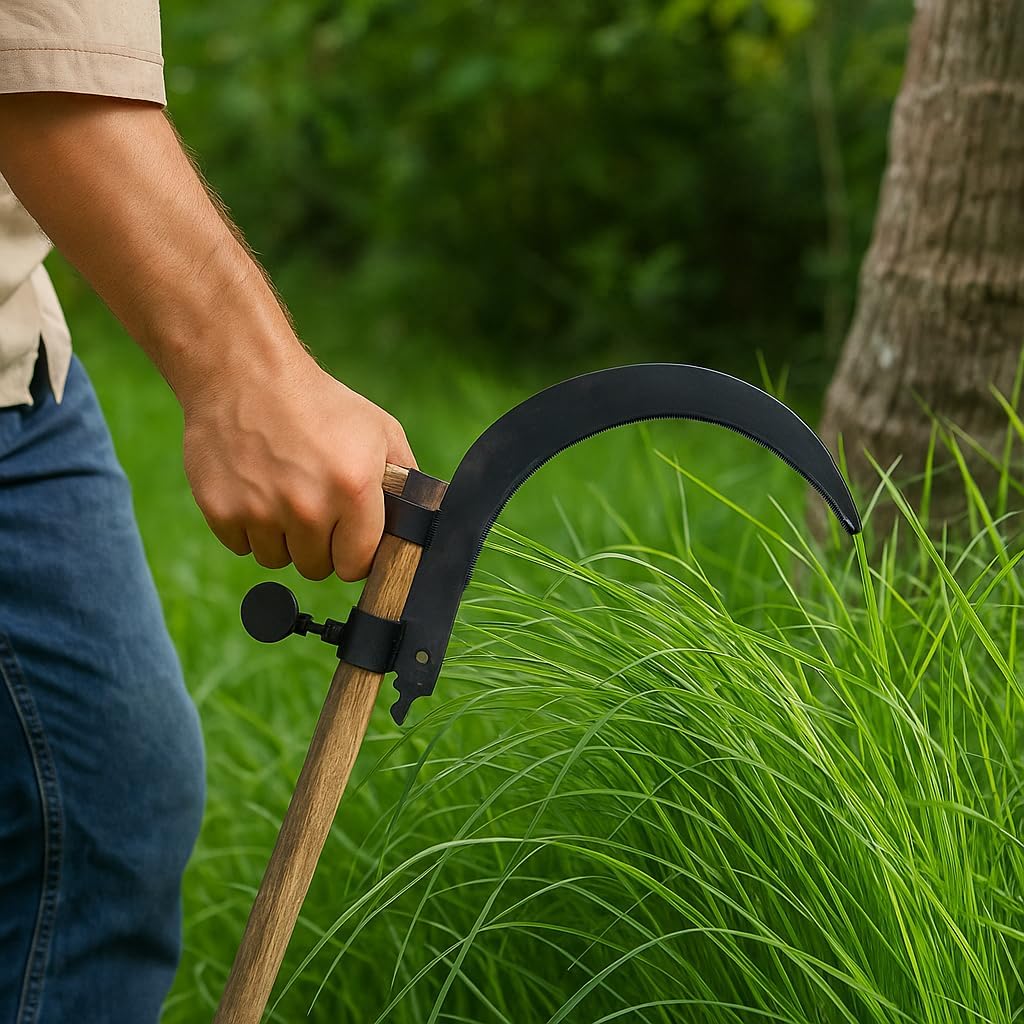 Thai Jashe Hand Sickle Cutter - Sharp Curved Blade for Grass, Weeds, Harvesting, Gardening, and Farming | Durable Manual Garden Tool for Lawn and Crop Cutting (A6) - Image 3 thumbnail