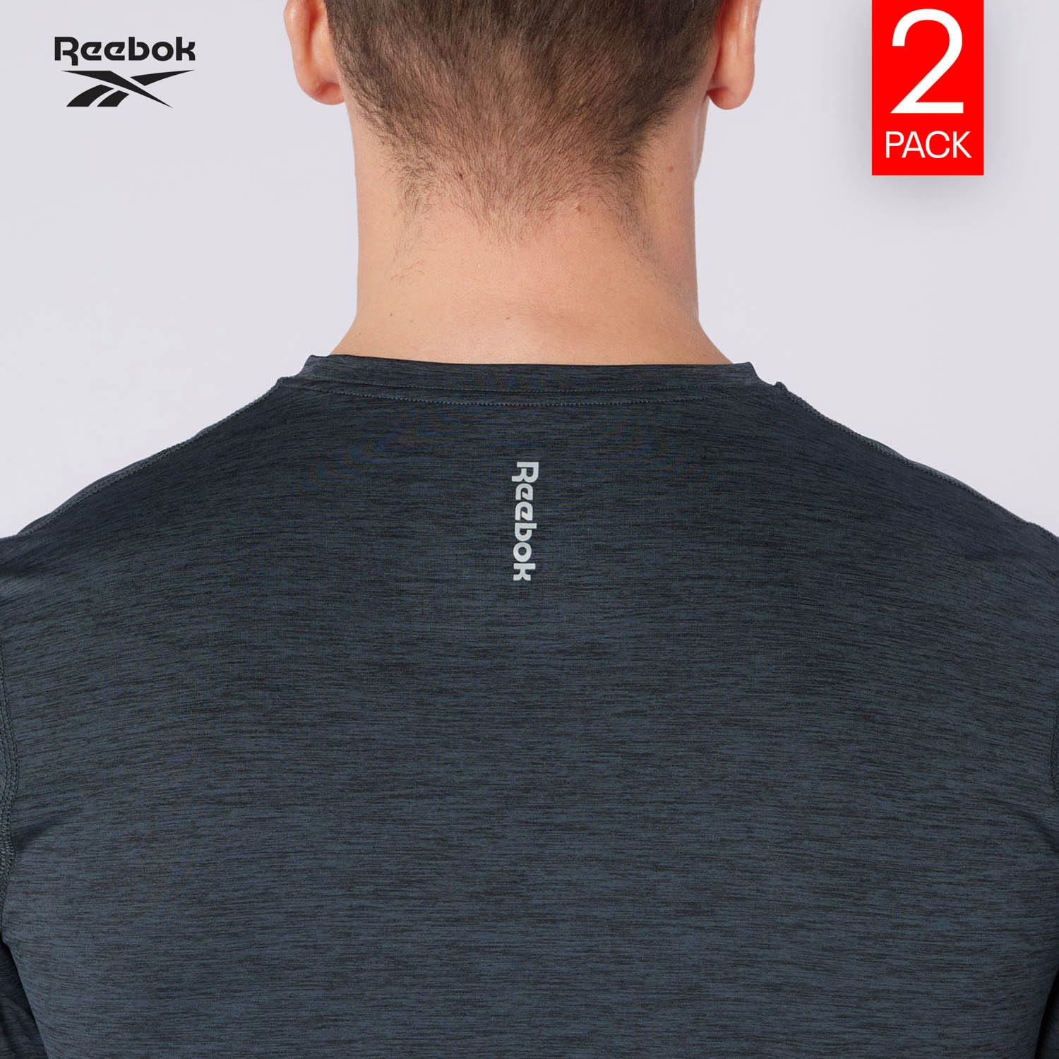 Reebok Clancy Performance męskie koszulki – zestaw 2 sztuk, dopasowane koszulki męskie, opakowanie zbiorcze, odprowadzające wilgoć i lekkie.