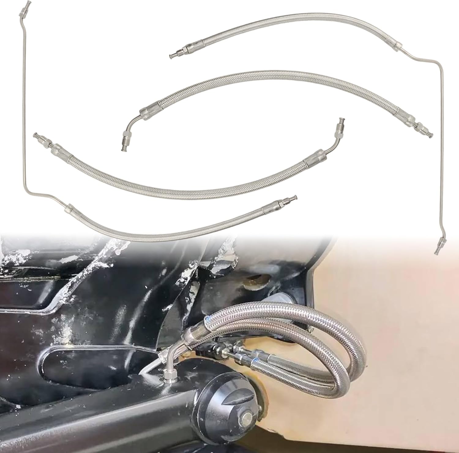 4pcs Power Trim Tilt Cylinder Hydraulic Hose Kit for Mercury MerCruiser R MR Alpha One, for Bravo I II III X, for XR XZ sterndrives outdrives # 99904Q 32-99904Q 32-864588 32-864589
