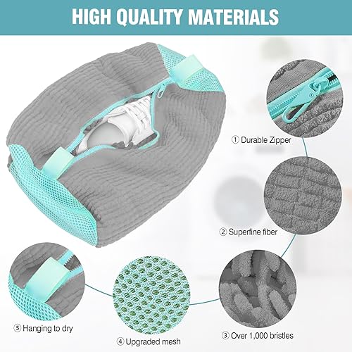 Miniatura 3 de 2 piezas de bolsas para lavadora de zapatos con 4 árboles ajustables para zapatos, bolsas de lavandería XXL para lavadora y secadora, cremallera