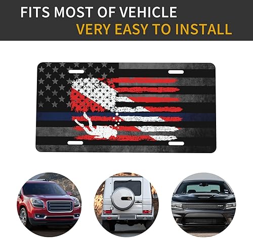 Miniatura 7 de Marco de placa de matrícula con bandera de buceo de Estados Unidos con bandera de buceo de Estados Unidos, marco de placa frontal de 6 x 12 pulgadas