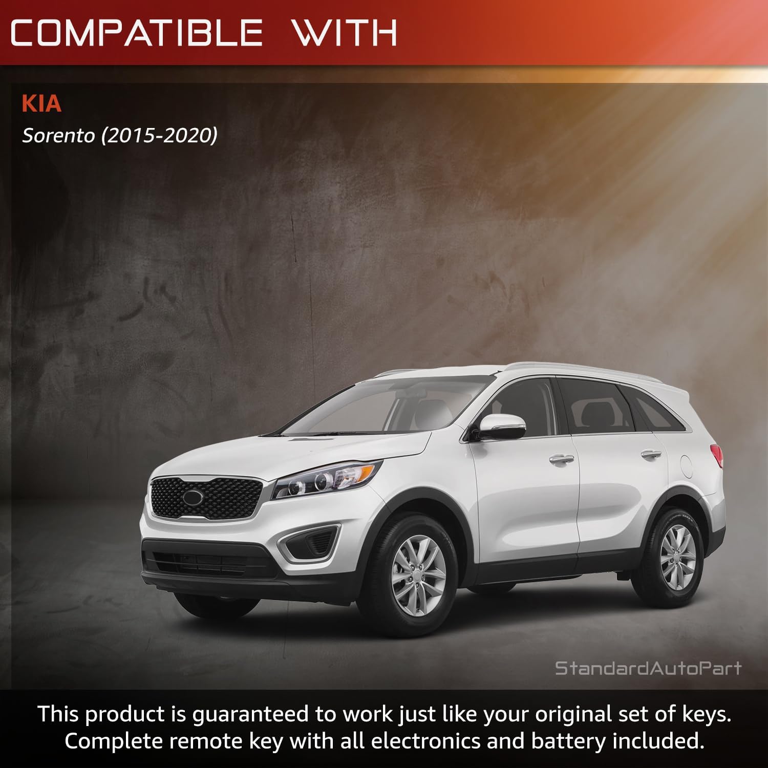 StandardAutoPart 4 Button Proximity Remote Smart Key Compatible with KIA Sorento 2015 2016 2017 2018 2019 2020 TQ8-FOB-4F06 95440-C6000 (Complete Unit)