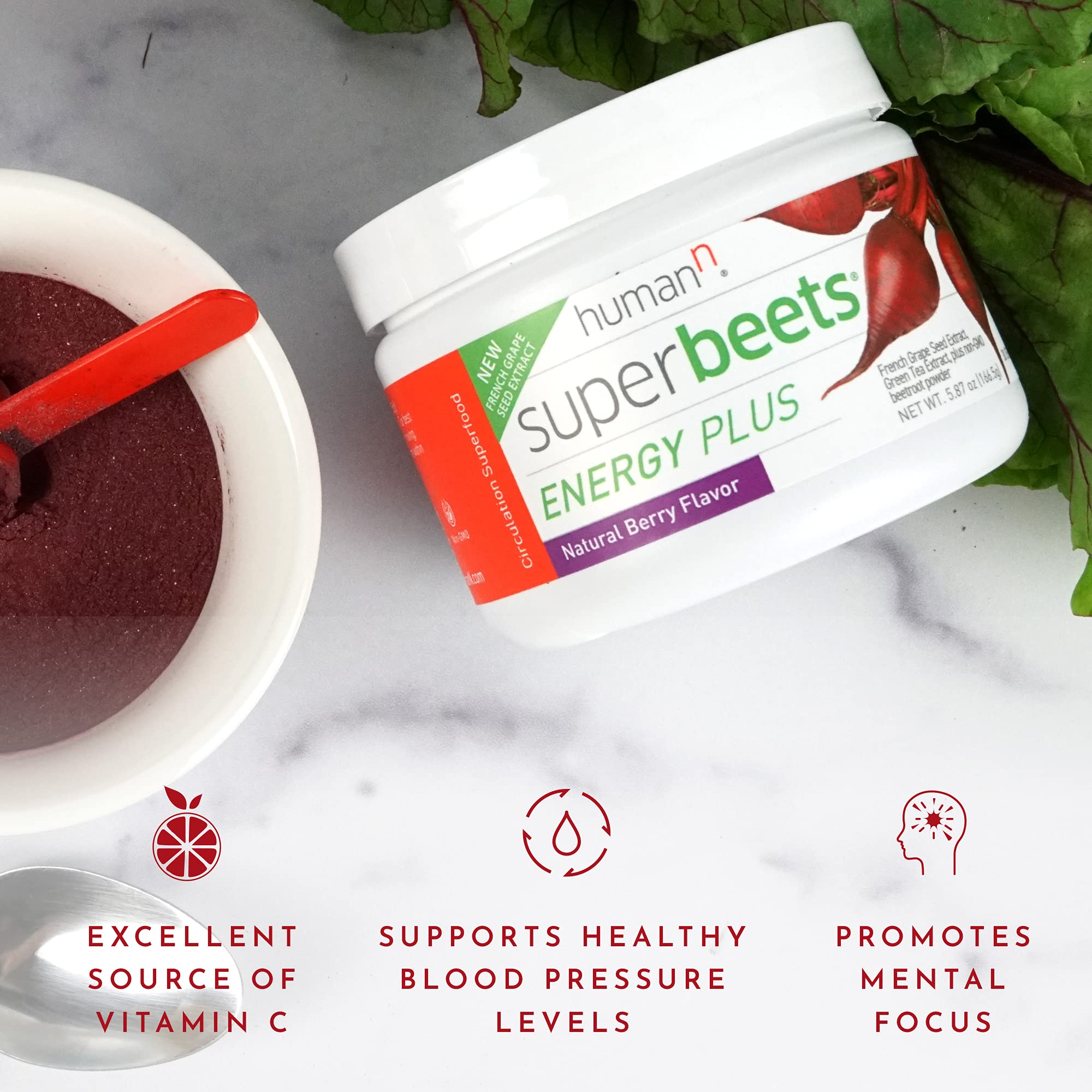 HumanN SuperBeets Energy Plus with Grape Seed Extract Includes Beet