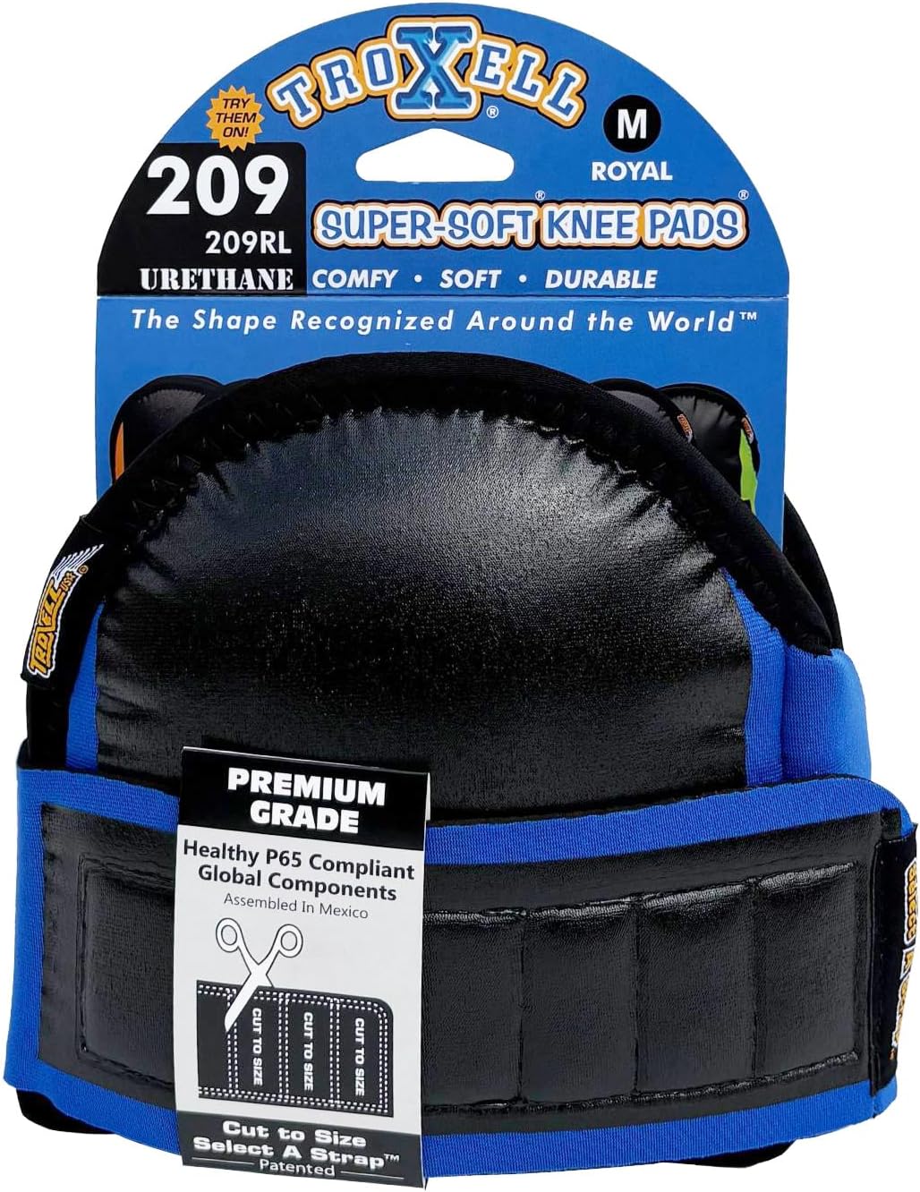 TROXELL USA Super-Soft Medium Royal Knee Pads - Comfortable, Adjustable, Washable Kneepads