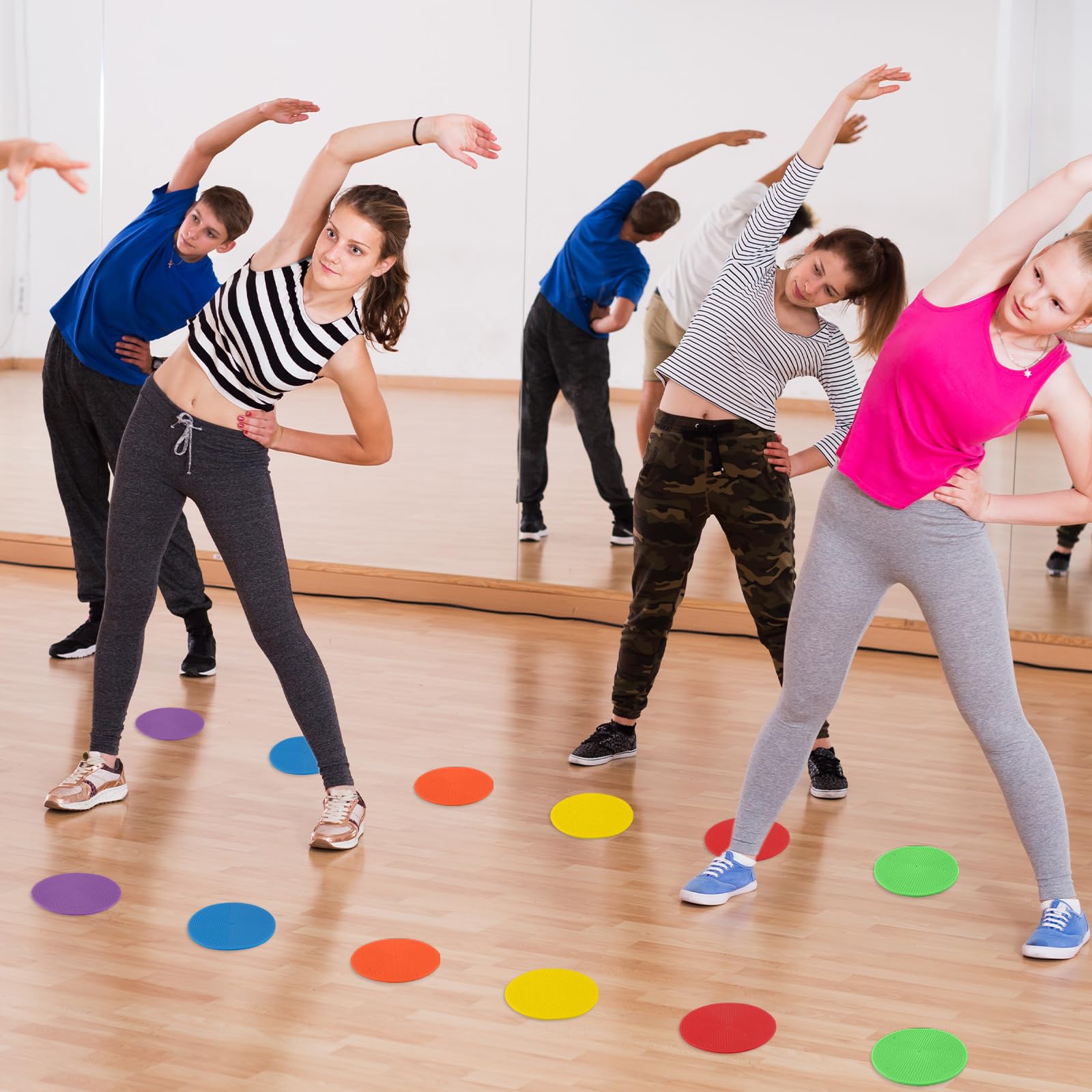 MIVIDE 48stk. Markierungsscheiben 10 cm, 6 Farben Markierscheiben Sport, Flacher Floormarker Makierungsscheiben Bunt Set für Training, Fußball, Sportplätze