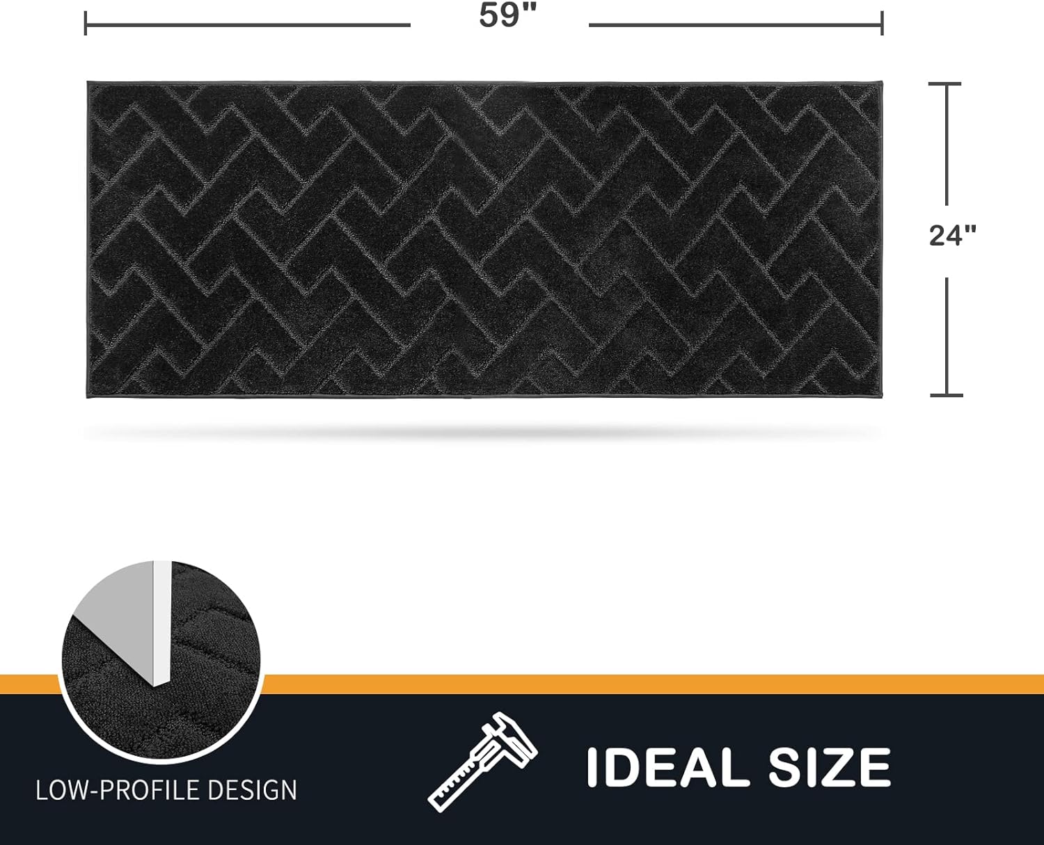 PURRUGS Dirt Trapping Door Mat 24" x 59", Non-Slip Machine Washable Entry Rug, Dog Doormat, Indoor Front Door Mat, Super Absorbent Entryway Rug for Muddy Shoes & Paws, Black - Image 2