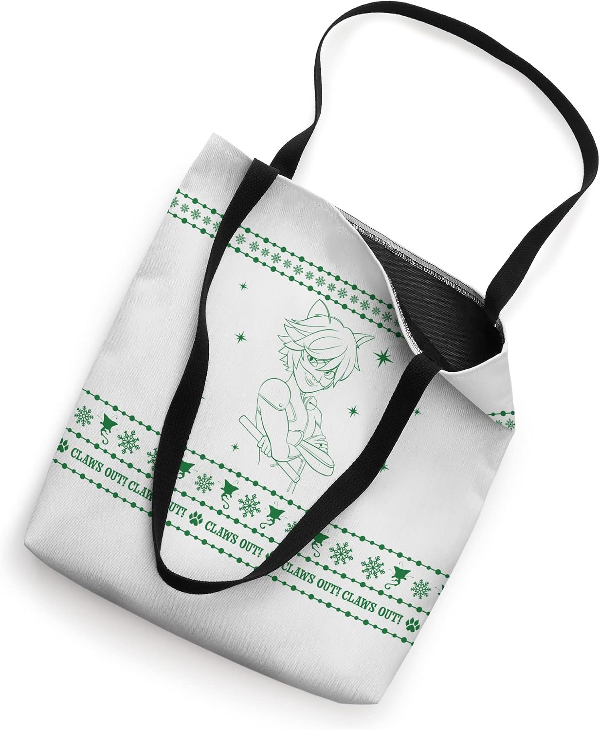 Miraculous Christmas Cat Noir Claws Out (Ugly Sweater) Tote Bag