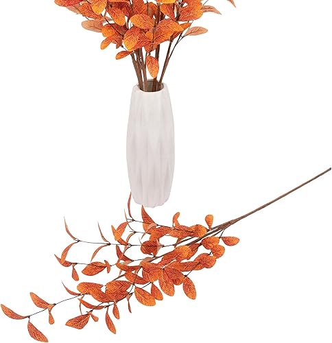 Miniatura 4 de 6 tallos artificiales de eucalipto, hojas de eucalipto, decoraciones de otoño para oficina y hogar, plantas artificiales para arreglos florales