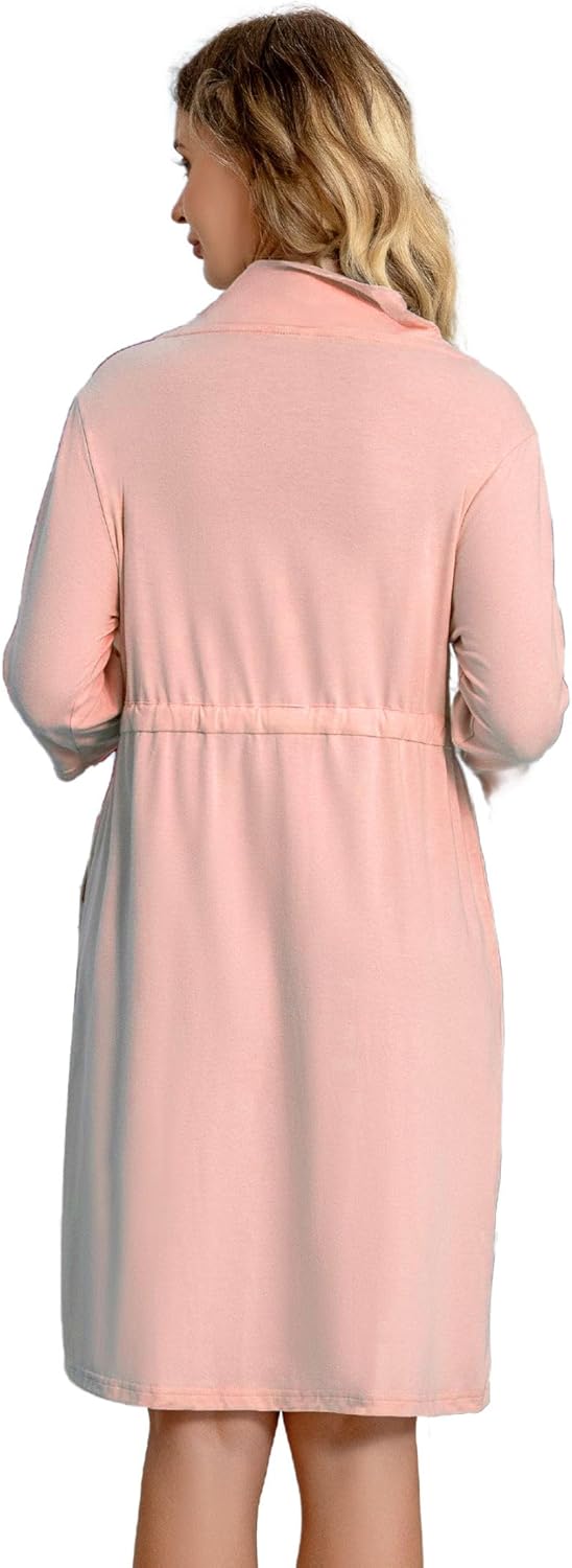 Meuponc Post Surgery Mastectomy Robe with 4 Internal Drain Pockets Women 3/4 Sleeves Night Gowns Pajama Dress Shirts - Image 5