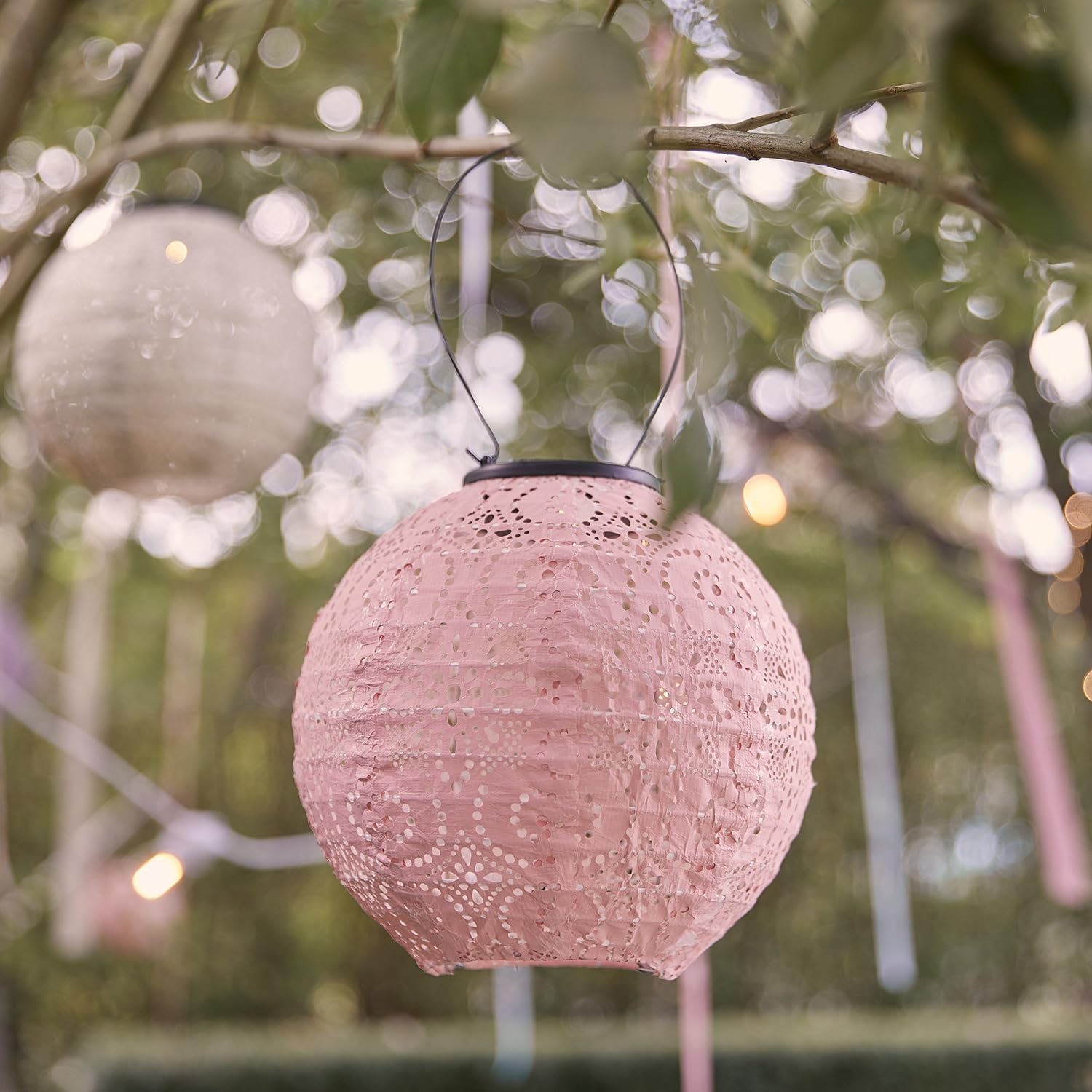 Lights4fun 3er-Set Solarlampions Tyvek | Solarbetriebene LEDs | Marokkanische Orientalische Laternen | Deko für Außen Outdoor Gartenbeleuchtung | Solarlaternen Solarleuchte | ø 20 cm | Pastellfarben