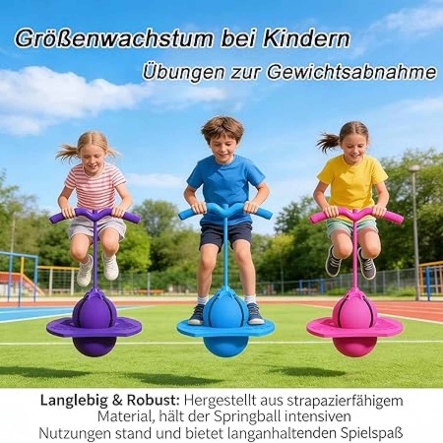 Racocou Nueva Pelota Rebotadora para Niños y Adultos Balón Pogo con Asa Palo de Salto Seguro para Edades de 5 Años Juguete Divertido de Ejercicio y Fitness,Rosado — view 7