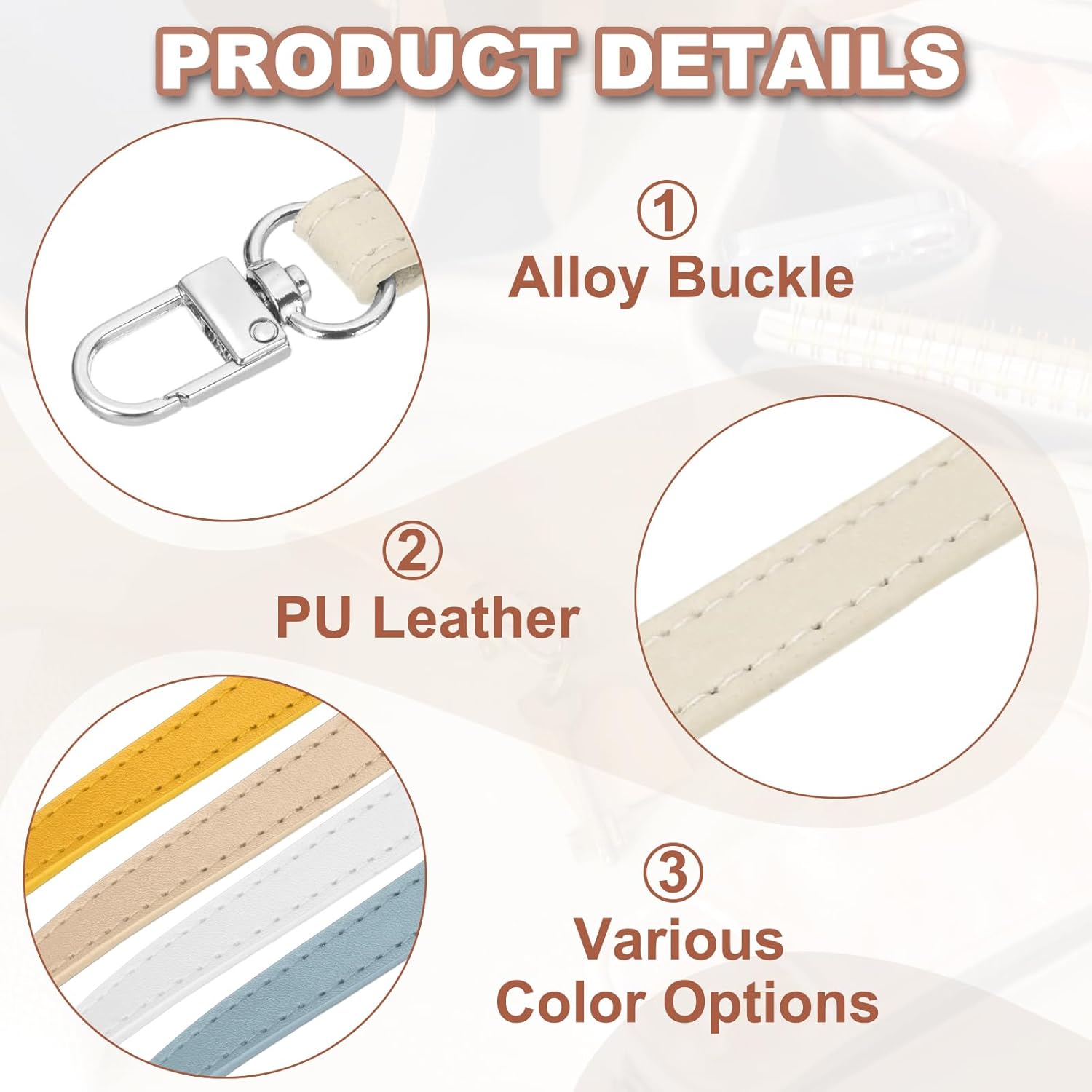 PATIKIL Leather Purse Handle Strap, 2 Pcs 13 Inch Leather Purse Strap Replacement DIY Women Clutch Bag Handbag Top Handle Strap Repair Accessories, Beige - Image 3