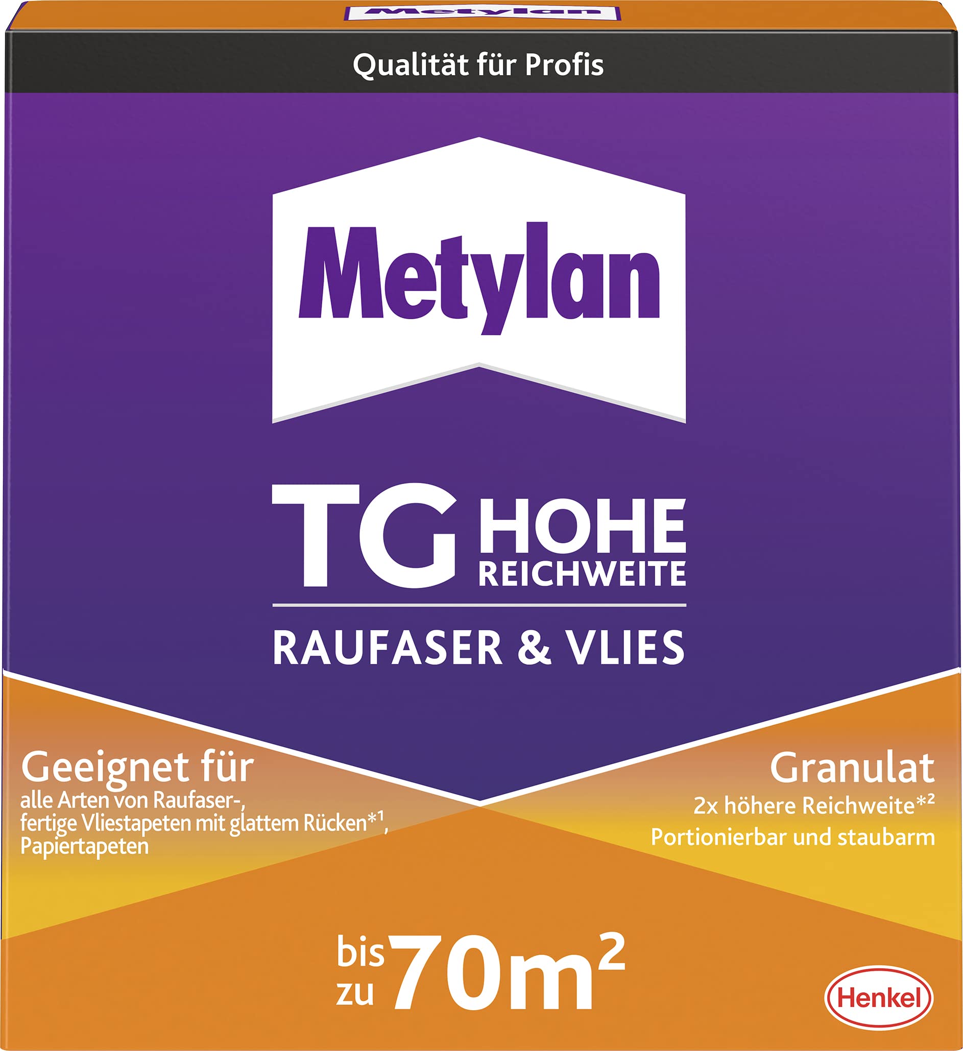 Metylan TG Hohe Reichweite Raufaser und Vlies Granulat, Tapetenkleister für Raufaser-, Papier und Vliestapeten, einfach anzuwendender Kleister, transparent, 1x500g